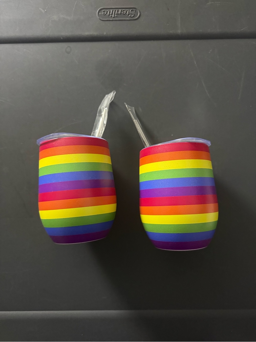 2 NEW Rainbow Pride tumblers with straws!